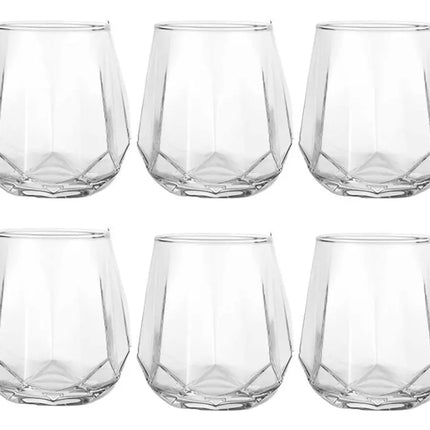 Juego de 6 Vasos de Vidrio Transparentes 330 ml  | Vasos Modernos para Agua, Whisky, Jugo, Refrescos y Cócteles