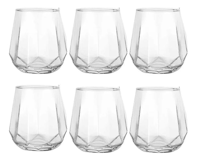 Juego de 6 Vasos de Vidrio Transparentes 330 ml  | Vasos Modernos para Agua, Whisky, Jugo, Refrescos y Cócteles