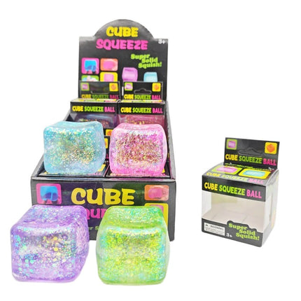 12 Cubo Squishy Antiestrés con Glitter Antiestrés colores surtidos