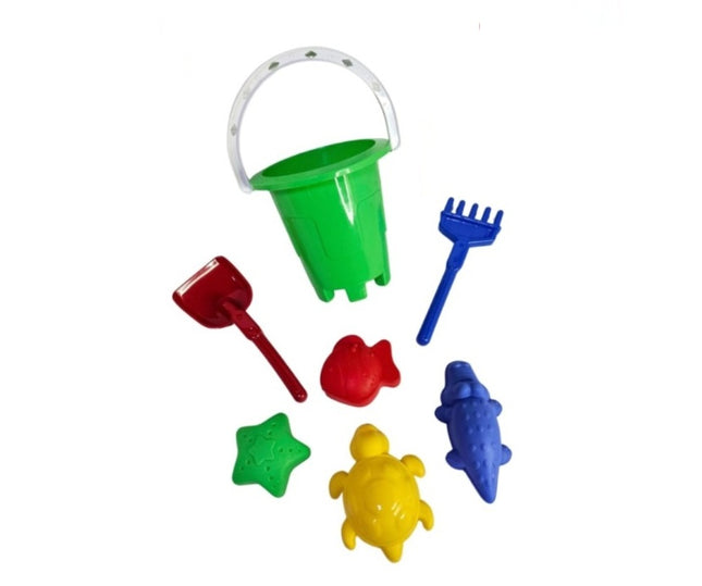 Set de Juguetes de Playa Colores variables 7 Piezas para Niños – Cubeta, Pala, Rastrillo y Moldes de Arena, Juego Infantil para Playa y Jardín