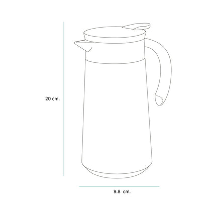 Jarra Térmica de Doble Pared de Acero Inoxidable, 800 ml con Asa y Tapa de Polipropileno, Conserva Bebidas Calientes o Frías por Más Tiempo, Ideal para Café, Té y Oficina
