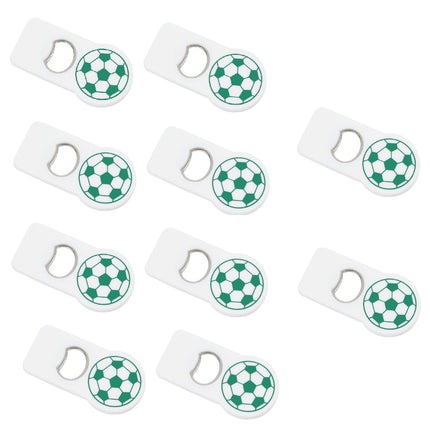 10  Destapadores Magnético de Fútbol de Acero Inoxidable y Plástico HIPS, Abridor de Botellas con Imán para Refrigerador, Ideal para Aficionados, Reuniones, Parrilladas y Regalos Deportivos