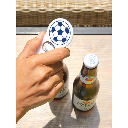 10  Destapadores Magnético de Fútbol de Acero Inoxidable y Plástico HIPS, Abridor de Botellas con Imán para Refrigerador, Ideal para Aficionados, Reuniones, Parrilladas y Regalos Deportivos