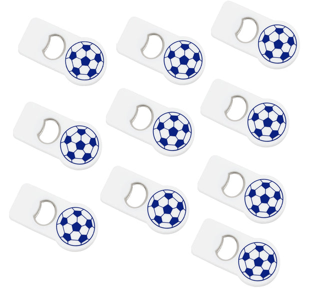 10  Destapadores Magnético de Fútbol de Acero Inoxidable y Plástico HIPS, Abridor de Botellas con Imán para Refrigerador, Ideal para Aficionados, Reuniones, Parrilladas y Regalos Deportivos