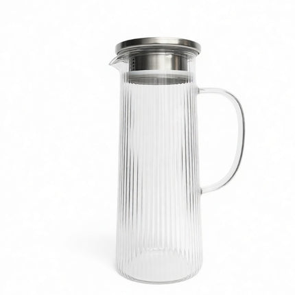 Jarra de Vidrio con 4 Vasos  – Set para Agua, Jugos, Limonada y Bebidas Frías – Elegante y Resistente