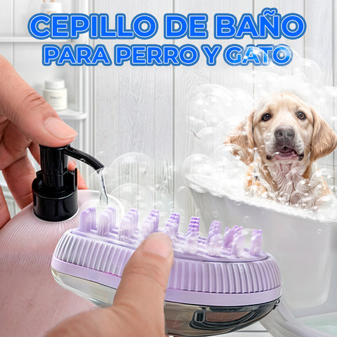 Cepillo de Baño con Jabonera Rellenable para Gatos y Perros