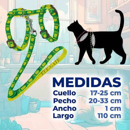 Juego de Arnés y Correa Halter para gato con Patrones  Storyland MAS.25.5