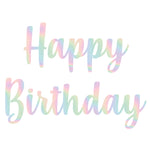 Banner Metálico «Happy Birthday» color iridiscente 12 pz PH070