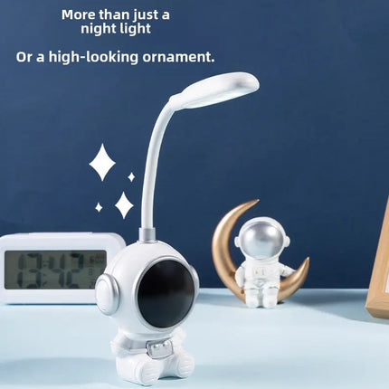 Lámpara LED Astronauta USB con Cuello Flexible 360° | Luz de Escritorio Decorativa para Lectura, Estudio y Habitación Infantil | Diseño Moderno y Compacto