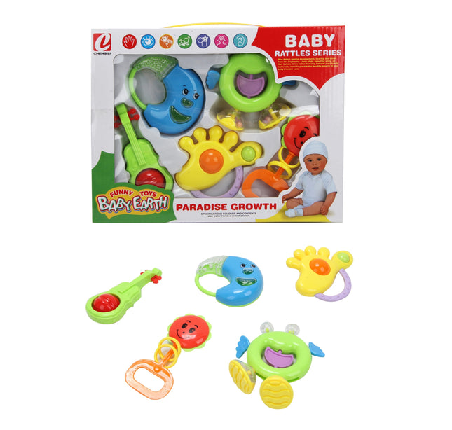 Set de Sonajas  5 Piezas – Juguetes Sensoriales Infantiles, Estimulación Temprana, Colores Atractivos