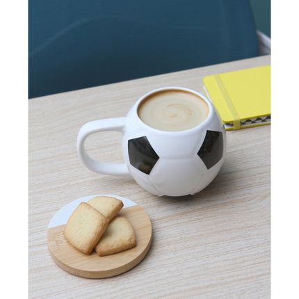 Taza de Cerámica con Diseño de Balón de Fútbol en Relieve, 350 ml para Café, Té y Chocolate, Taza Deportiva para Hogar, Oficina y Regalo para Aficionados al Fútbol