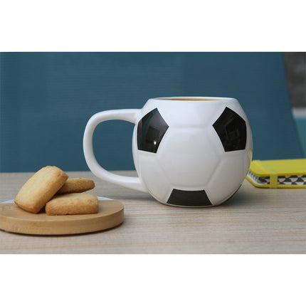 Taza de Cerámica con Diseño de Balón de Fútbol en Relieve, 350 ml para Café, Té y Chocolate, Taza Deportiva para Hogar, Oficina y Regalo para Aficionados al Fútbol