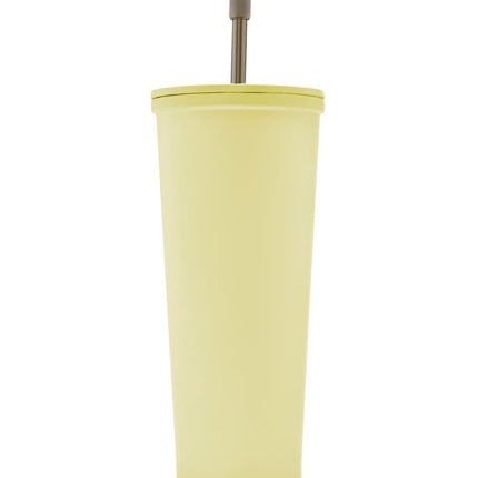Vaso de  Acero inoxidable con tapa y popote metalico TMPS 149
