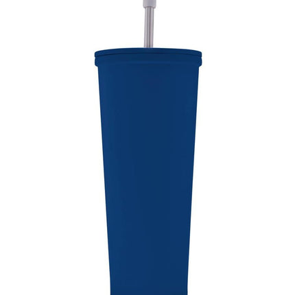 Vaso de  Acero inoxidable con tapa y popote metalico TMPS 149