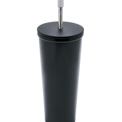 Vaso de  Acero inoxidable con tapa y popote metalico TMPS 149