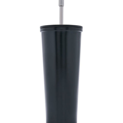 Vaso de  Acero inoxidable con tapa y popote metalico TMPS 149