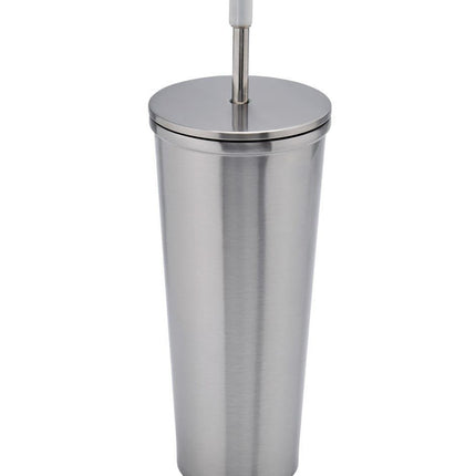 Vaso de  Acero inoxidable con tapa y popote metalico TMPS 149