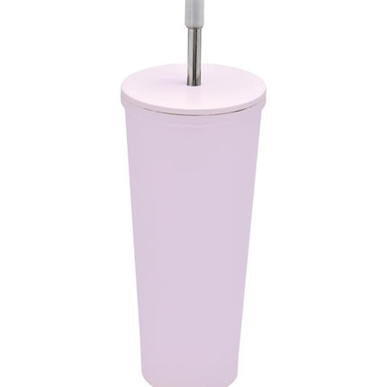 Vaso de  Acero inoxidable con tapa y popote metalico TMPS 149