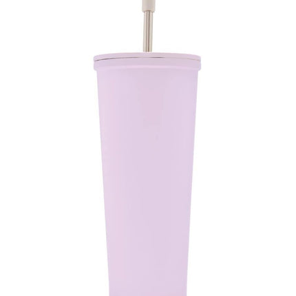 Vaso de  Acero inoxidable con tapa y popote metalico TMPS 149