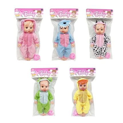 Muñeca Bebé con Sonido, Vestuario de Animalitos, 39 x 20 cm, Juguete para Niñas y Niños, Muñeca Interactiva