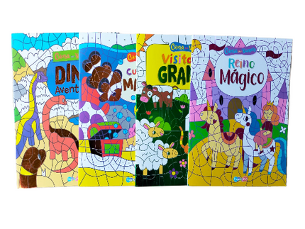 Set de  libros de colección para colorear por Números 4 modelos Diferentes Storyland