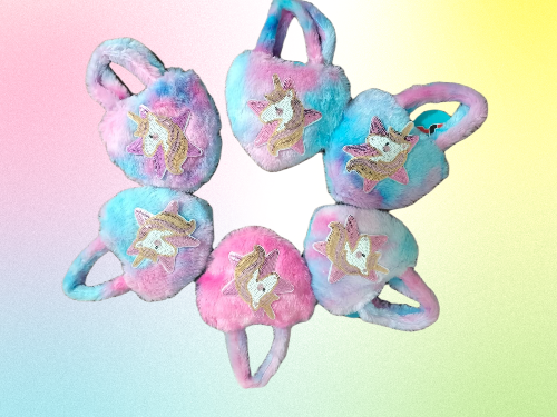 Set de 6 Bolsita Corazón de Peluche  unicornio Colores Variados