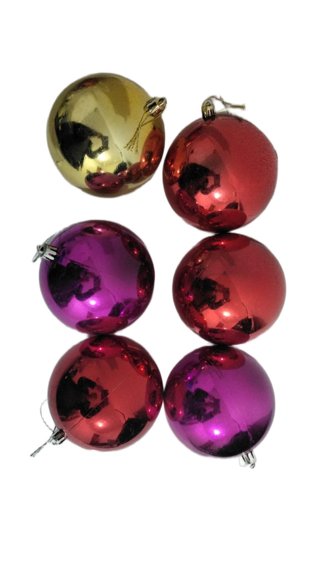 6 Esferas Navideñas Decorativas 10 cm – Acabado Brilloso, Ideal para Árbol y Decoración colores variables
