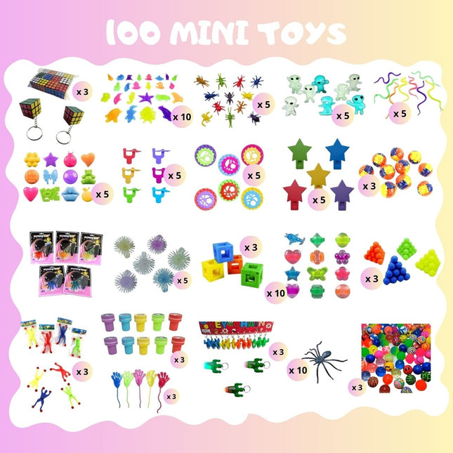 Surtido de Juguetes para Piñata (100 Piezas) CLASICO – Premios y Regalos para Fiestas Infantiles, Rellenos de Bolsas, Cumpleaños y Eventos Escolares
