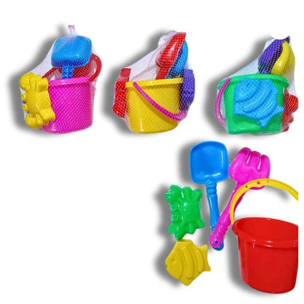 Set de Juguetes de Playa Colores variables 5 Piezas para Niños – Cubeta, Pala, Rastrillo y Moldes de Arena, Juego Infantil para Playa y Jardín