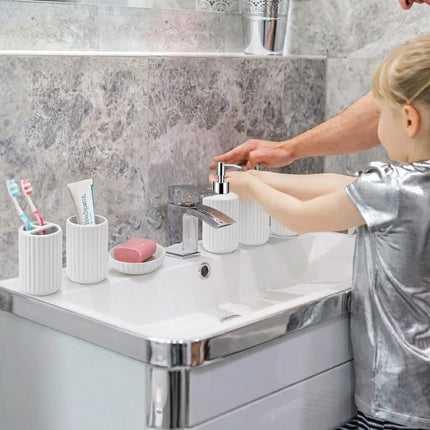 Juego de accesorios de baño blanco 5 piezas de ceramica decoración Moderna