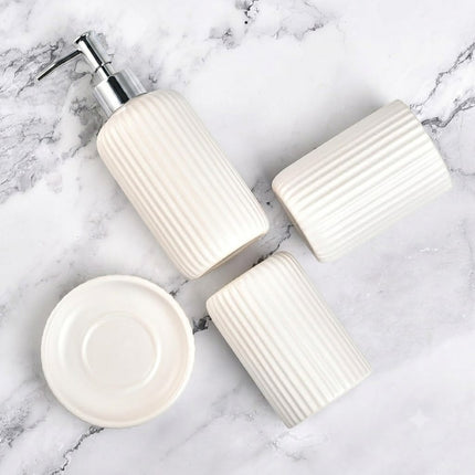 Juego de accesorios de baño blanco 5 piezas de ceramica decoración Moderna