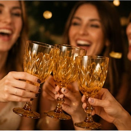Set de 6 Copas de Cristal Diamante  320 ml – Vasos Elegantes para Agua, Vino, Whisky,ugos y Bebidas Frías