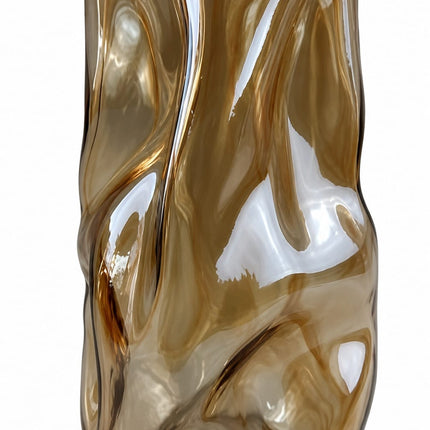Florero de Vidrio Ahumado Decorativo 28 cm – Jarrón Moderno para Flores Naturales, Artificiales y Decoración del Hogar