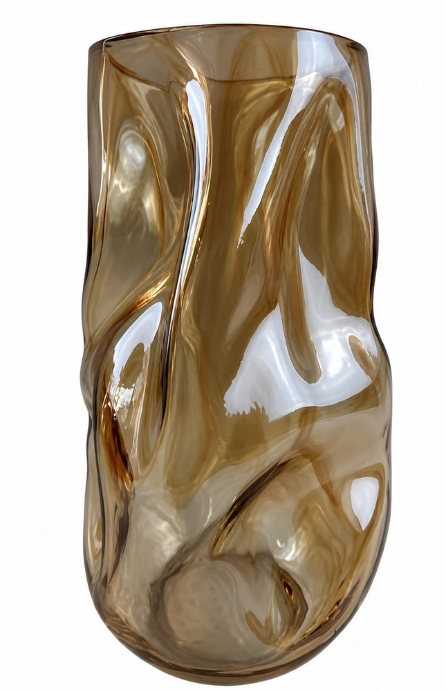 Florero de Vidrio Ahumado Decorativo 28 cm – Jarrón Moderno para Flores Naturales, Artificiales y Decoración del Hogar