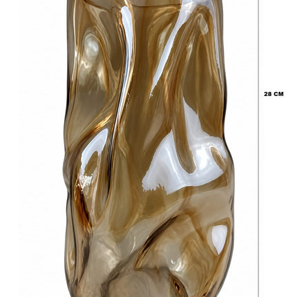 Florero de Vidrio Ahumado Decorativo 28 cm – Jarrón Moderno para Flores Naturales, Artificiales y Decoración del Hogar