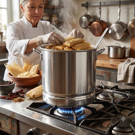 Vaporera 100 %  Aluminio de 10 Litros | Olla Vaporera con Asas Resistentes para Tamales