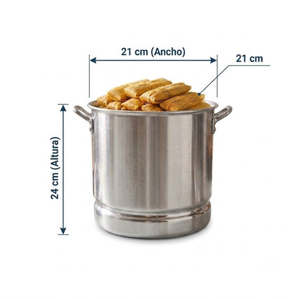 Vaporera 100 %  Aluminio de 10 Litros | Olla Vaporera con Asas Resistentes para Tamales