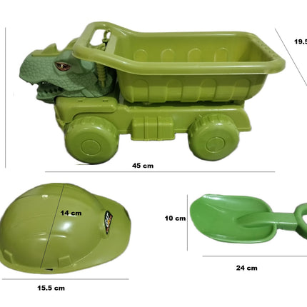 Camión de Volteo Diseño Cabeza de Dinosaurio Verde 45 x 19.5 x 20 cm