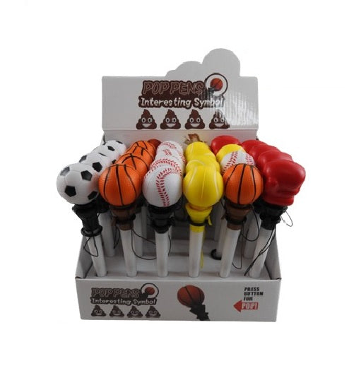 24 Lapiceros de Bolígrafo De Bola Forma De Pelota Bouncing Deportivo Material Ecológico Aleatorios Plumas Divertidas para Regalos, Oficina, Escuela y Uso Diario