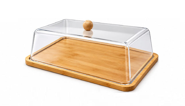 Panera de Bambú 35 x 23 cm con Tapa Transparente, Recipiente para Pan con Cubierta Protectora, Ideal para Conservar, Almacenar y Servir Pan