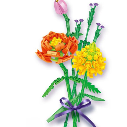 Bloques para Armar Ramo de Flores, Juego de Construcción Floral para Niñas y Niños, Set Creativo de Piezas Coloridas, Regalo Divertido