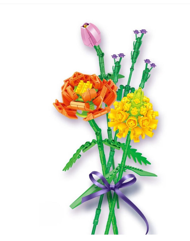 Bloques para Armar Ramo de Flores, Juego de Construcción Floral para Niñas y Niños, Set Creativo de Piezas Coloridas, Regalo Divertido