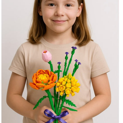 Bloques para Armar Ramo de Flores, Juego de Construcción Floral para Niñas y Niños, Set Creativo de Piezas Coloridas, Regalo Divertido