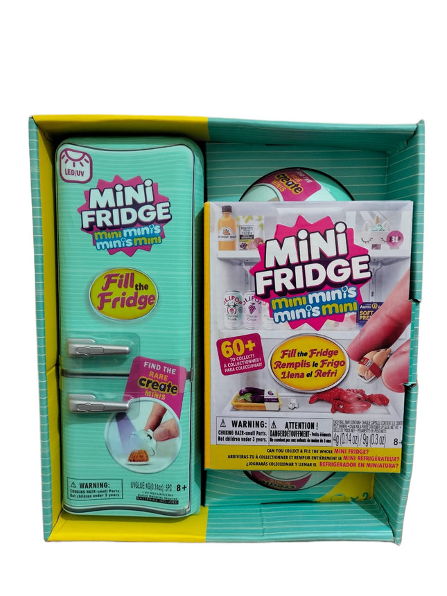 1 Mini Refrigerador de Juguete Coleccionable, Mini Fridge con Accesorios, Juguete de Cocina para Niños y Niñas, Juego de Imaginación, Regalo Infantil
