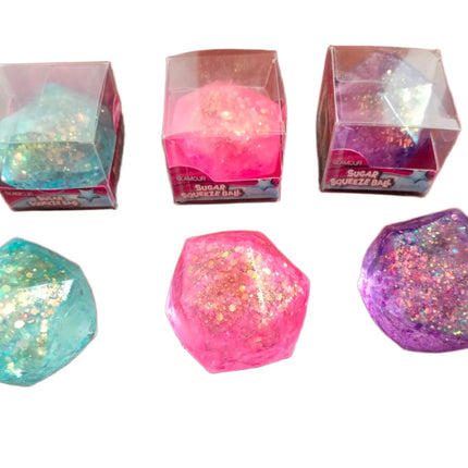 12  Squishy Antiestrés Diamante con Glitter Antiestrés colores surtidos
