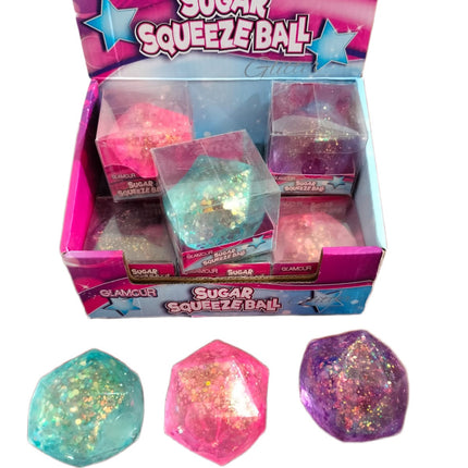 12  Squishy Antiestrés Diamante con Glitter Antiestrés colores surtidos