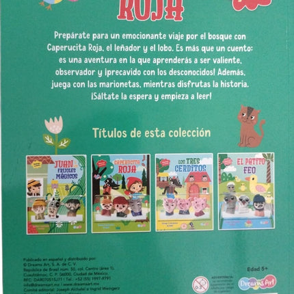 LIBRO CUENTO 21X28CM DUERME Y SUEÑA CON TITERES 10PAG CAPERUCITA ROJA