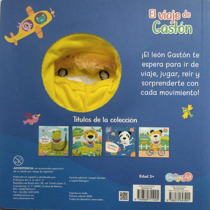 LIBRO CUENTO EL VIAJE DE GASTON DIVERSION CON TITERES 22X22CM 10PAG
