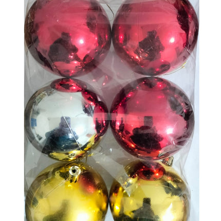 6 Esferas Navideñas Decorativas 10 cm – Acabado Brilloso, Ideal para Árbol y Decoración