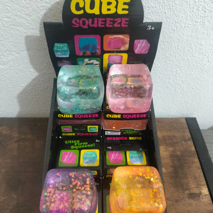 1 Cubo Squishy Antiestrés con Glitter Antiestrés colores Variables